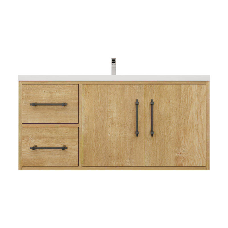 Victoria 41.7'' Single Bathroom Vanity with Acrylic Top, Oak