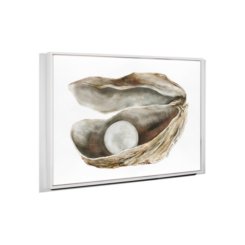 Oyster " Oyster 4 ", White Floater Framed, 23" H x 31" W