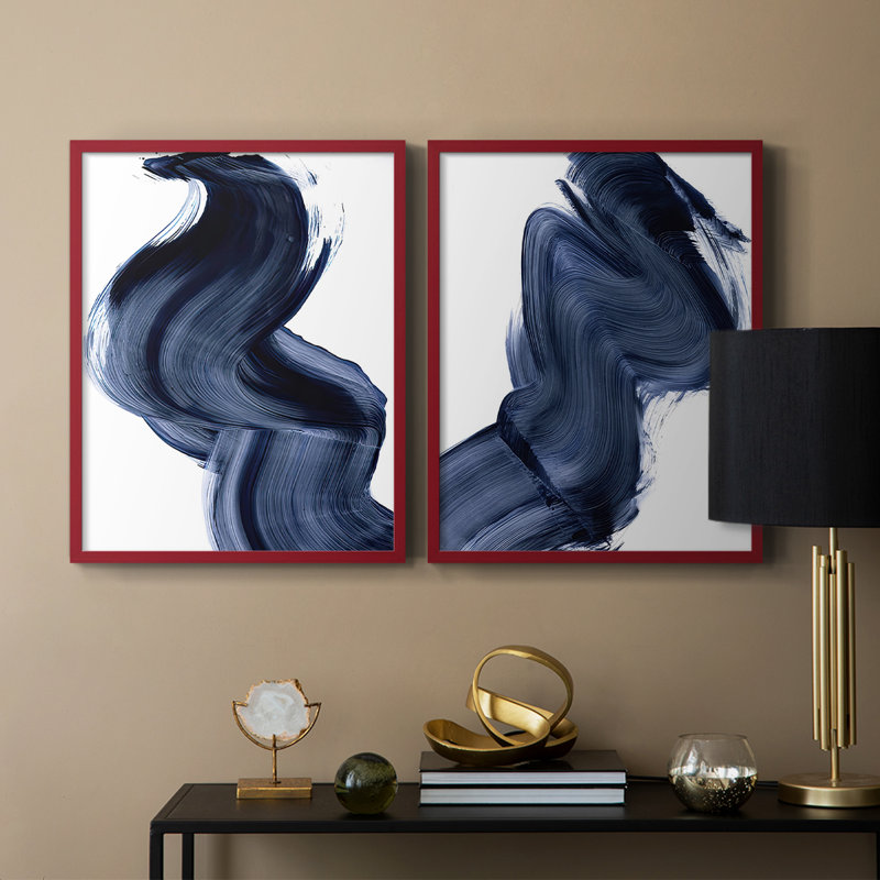 «Passing Waves I», reproduction encadrée de qualité supérieure - prête à être accrochée - aucun clou requis - aucun clou requis