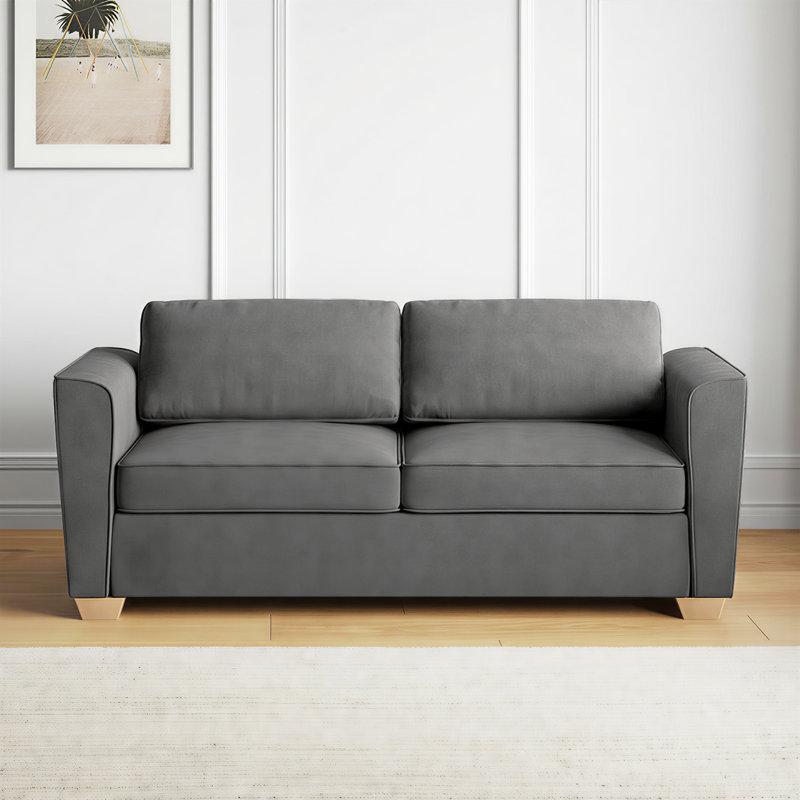 Causeuse-lit 71 po en velours avec matelas pliant, gris foncé, H 30 po x l 71 po x P 28 po, Gris foncé