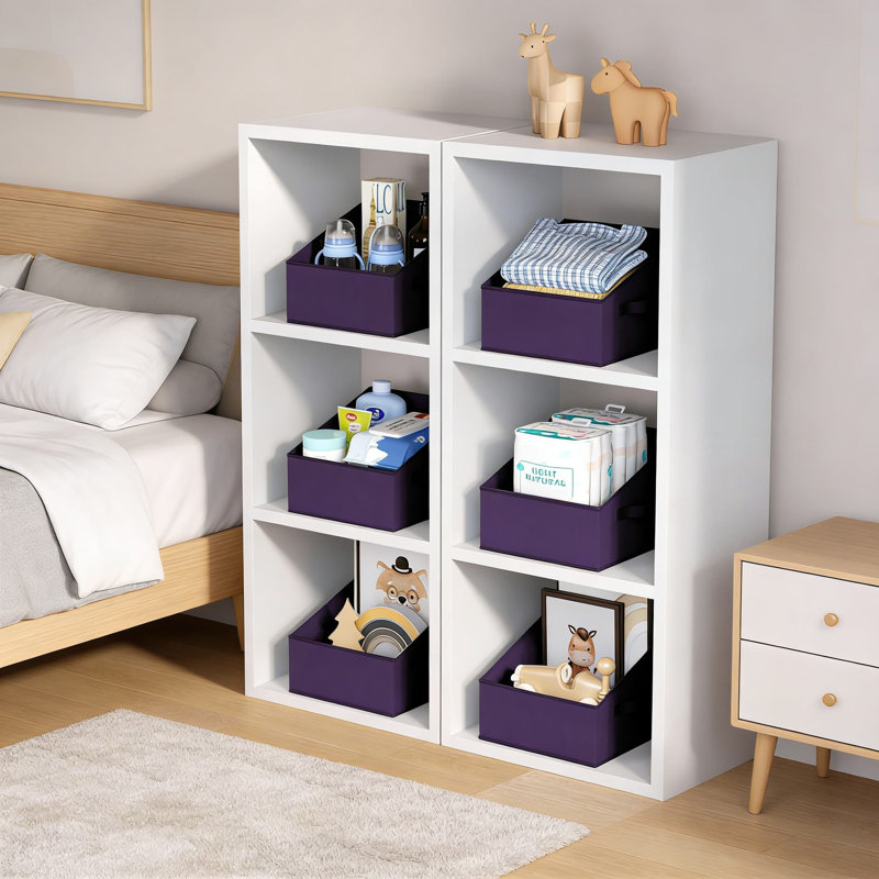Ensemble de 12 paniers de rangement en tissu - Paniers de rangement pliables avec poignées, cubes robustes pour vêtements, jouets, livres, serviettes et rangement