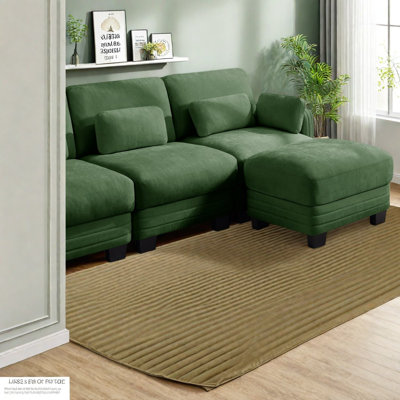 Canapés d'angle à compression, causeuse modulaire deux places en chenille verte, intérieur moderne