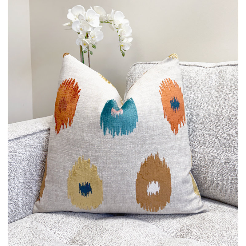 Housse de coussin en velours Ikat Dot, 22 x 22 po, Orange