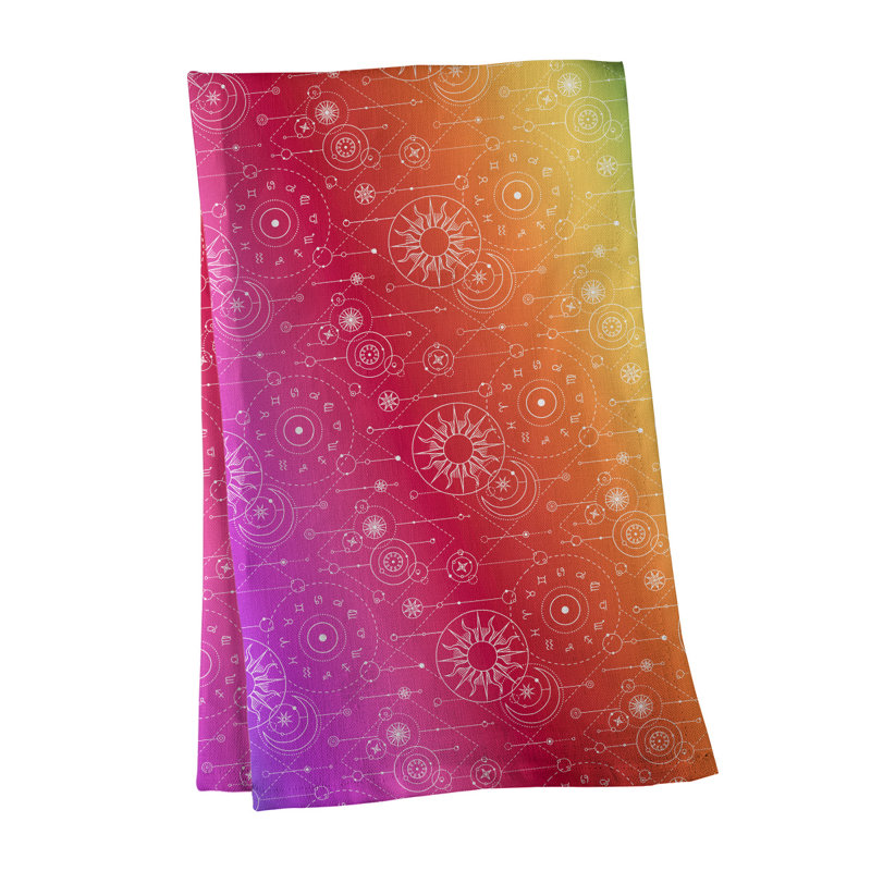 Tea Towel Kitchen Towel, Cotton Twill, Red/Pink/Yellow