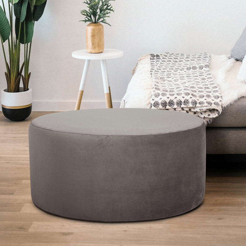 Azemar Upholstered Ottoman, Polyester Bella Pewter
