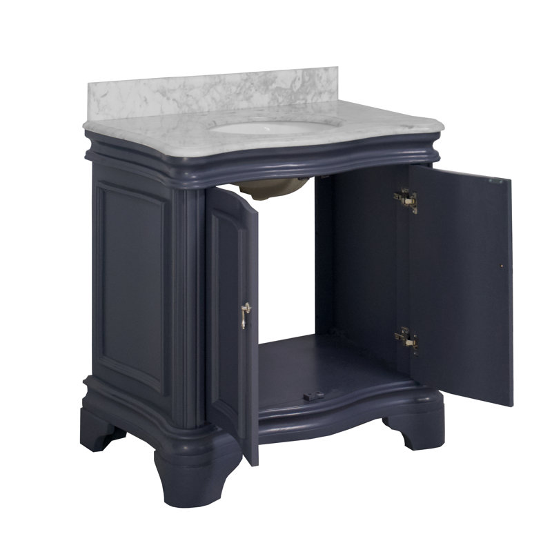 Ensemble de meuble-lavabo simple 36 po Twain, Gris charbon, Marbre de Carrare