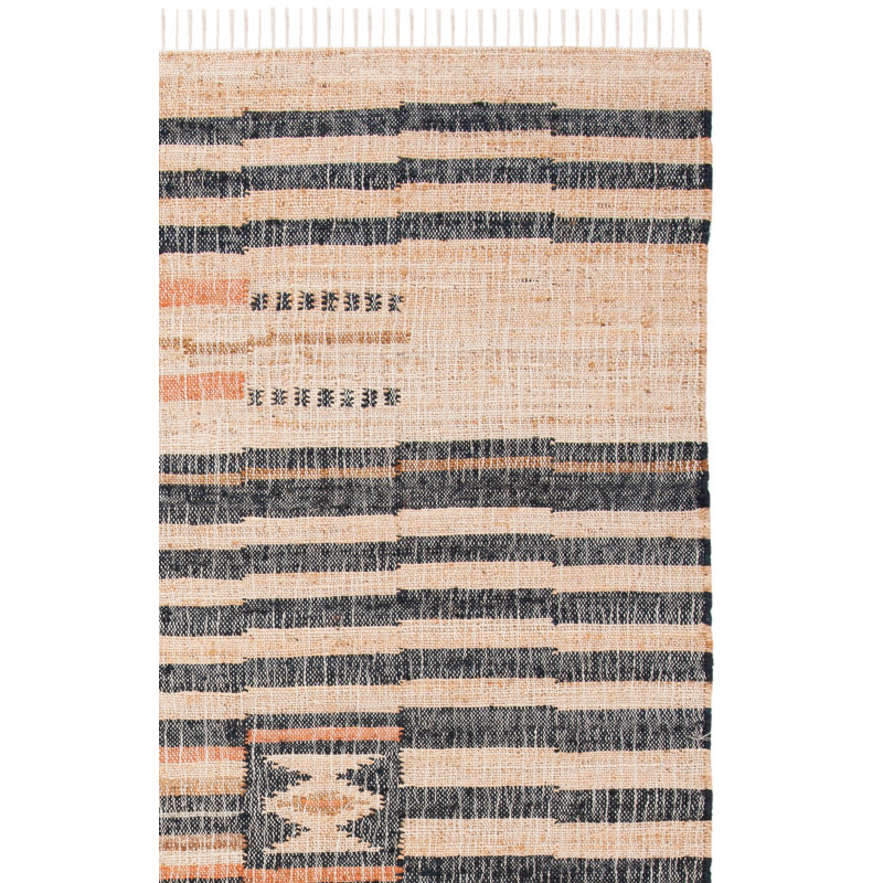 Ashburn brown/black in handwoven flatwoven cotton, Rectangle 8' x 10'