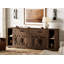 Glenford 82.7"W Large Modern Farmhouse Accent Cabinet With Barn Doors & Drawers, Scratch-Resistant Tree Bark Finish-856257381