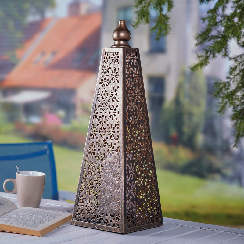 Cianah Battery Powered Integrated LED Outdoor Lantern with remote, 45cm Hx  15cm W x 15cm D