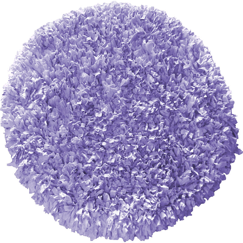 Tapis lavande en coton à poils longs fait à la main, Rond 4 pi