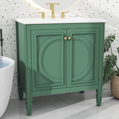 Meuble-lavabo simple 30 "avec lavabo et deux portes avec tablette