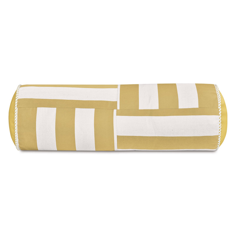 Riptide Neckroll Pillow In Sunshine, White/Yellow