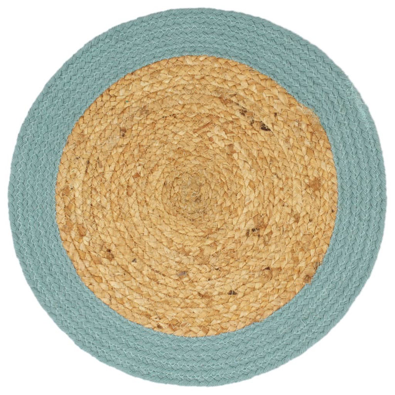 Ferry Solid Colour Round Placemat, Natural/Green