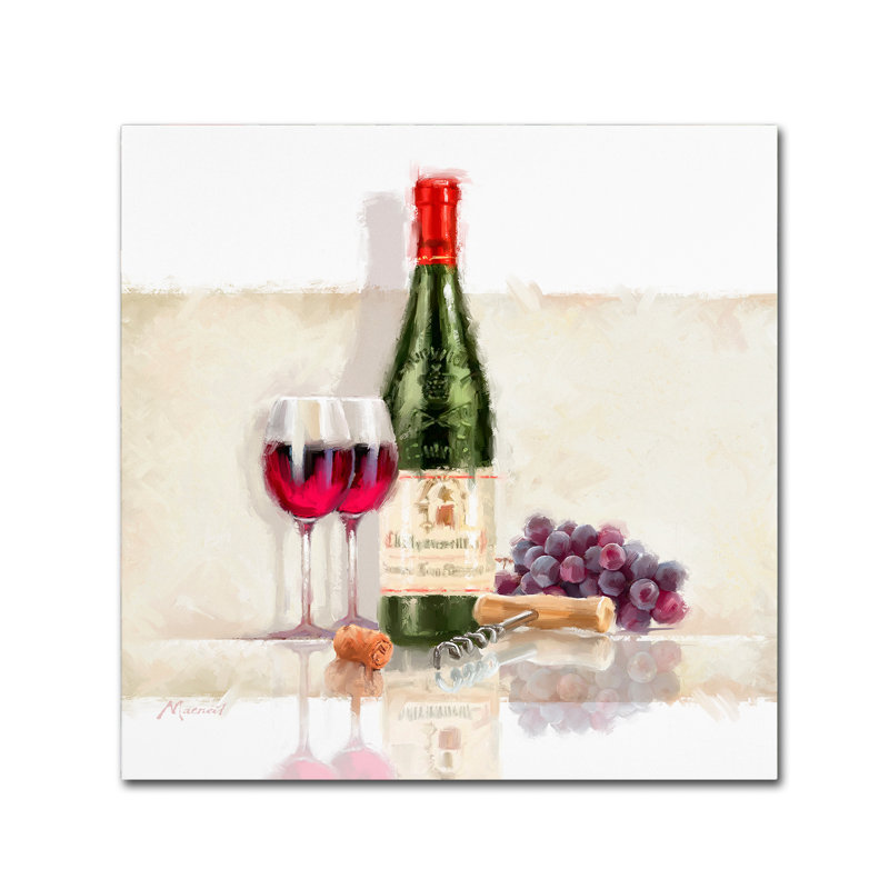 Armand 'Wine with Grapes' Print on Canvas, 14" H x 14" W x 2" D