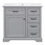 Meuble-lavabo de salle de bain 36 po avec lavabo en céramique et tiroirs à finition gris clair
