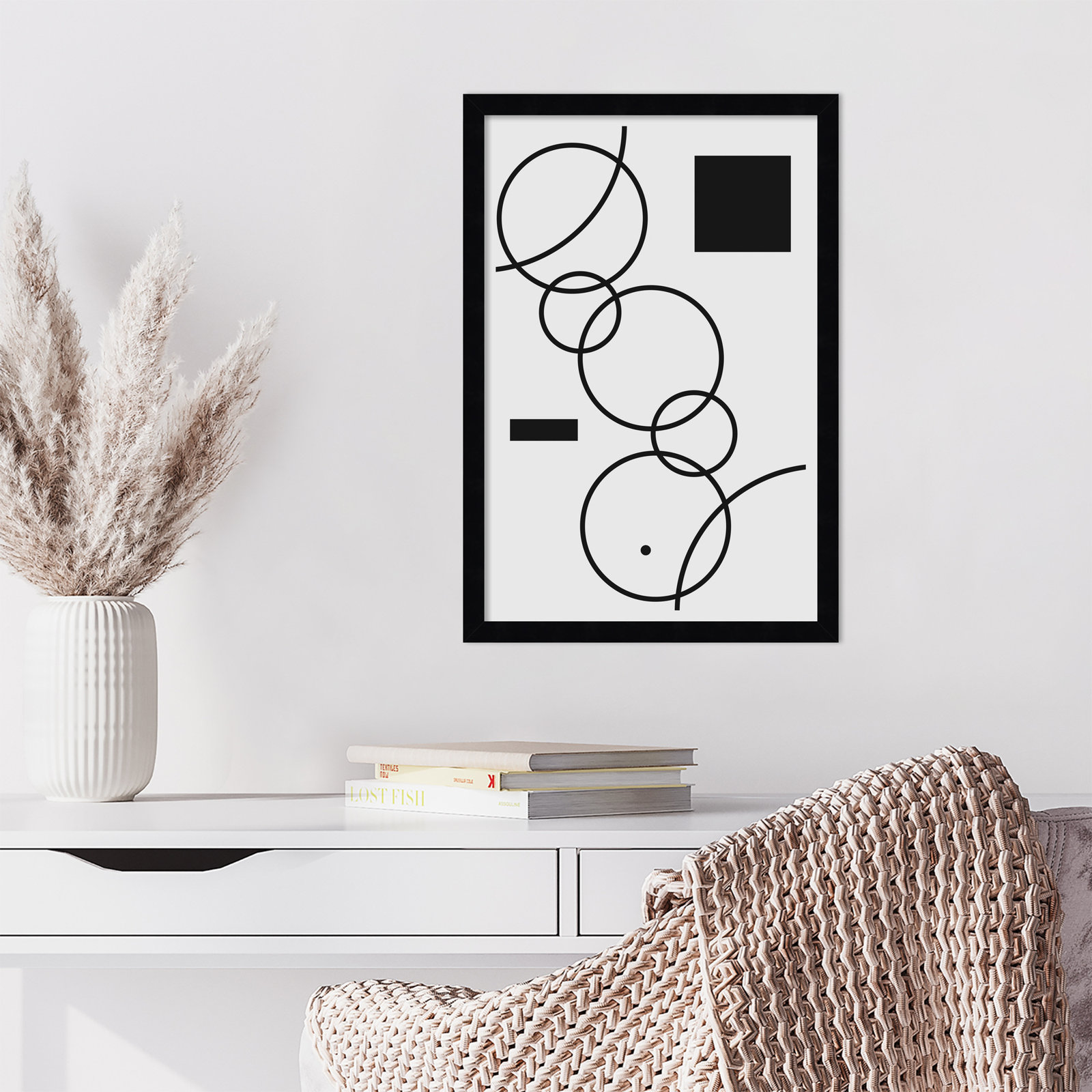 Minimal Shapes No 1 by Jay Stanley, 21" H x 15" W x 1" D, Black