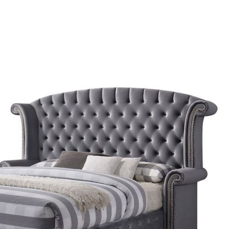 Grand lit plateforme tapissier Merribeth, Grand