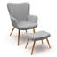 Velvet With Footstool Armchair