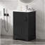 Meuble-lavabo de 20 po avec lavabo, armoire de salle de bain avec porte à fermeture douce, support de rangement et tablette réglable, noir