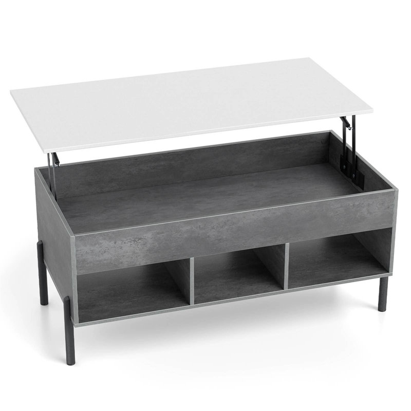 Coffee Table with Storage, White, Grey