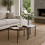 Table basse moderne avec plateau en bois et structure en métal - Décoration de salon élégante
