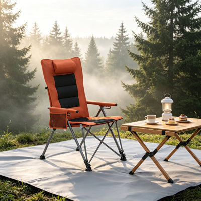5-Position Adjustable Reclining Camping Chair with Side Pocket and Carry Bag