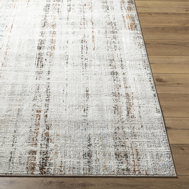 Rectangle Acanthe Machine Woven Polyester/Polypropylene Area Rug in Brown/Gray, Rectangle 5'3" x 7'