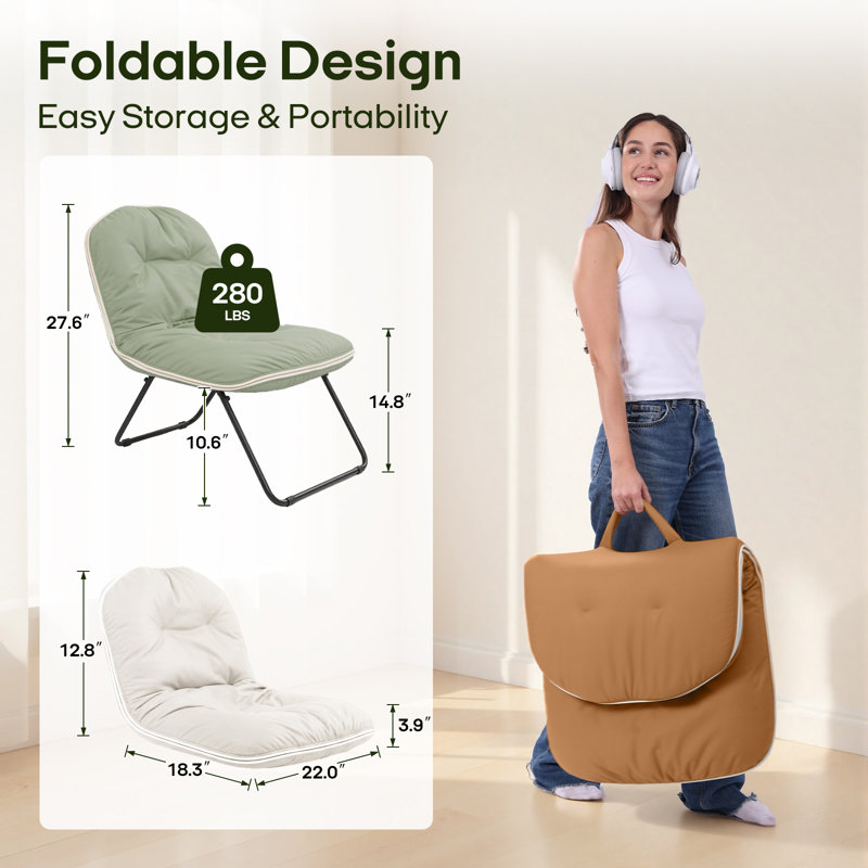  Chaise pliante à soucoupe lune, siège en cuir végétalien, Brun