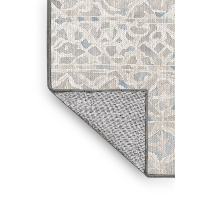 Machine Washable Gray Area Rug, Round 5'