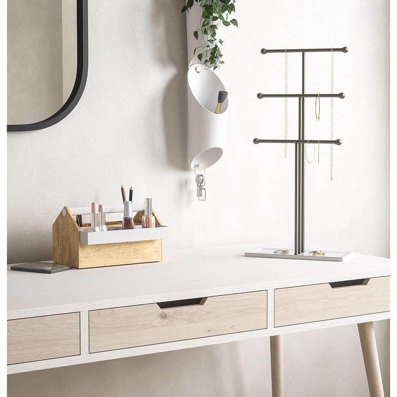Jewellery Stand +, Weiss/Nickel