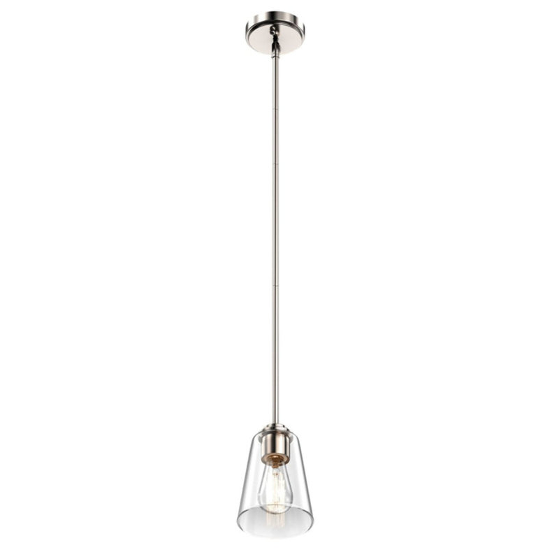 1-Light Flared Shape Pendant Lighting Fixture with Clear Glass Shade (Bulb Not Included)