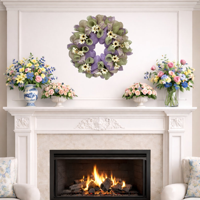 Spring Wreath Lavender and Mint Floral