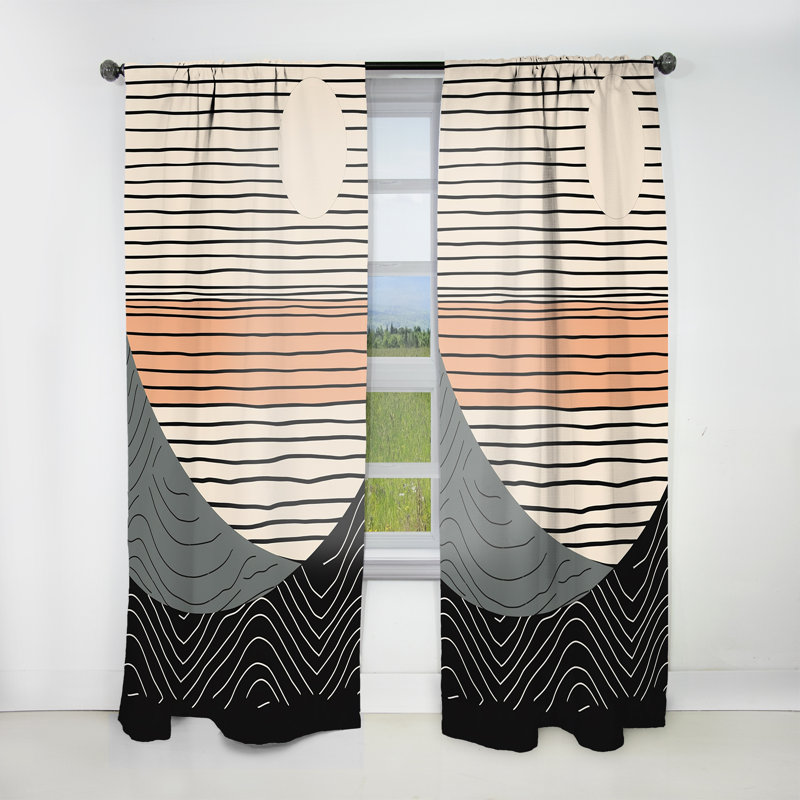 Caleb Simple Horizon III - Modern Velvet Curtain - Room Darkening - 1 panel, 52" W x 95" L