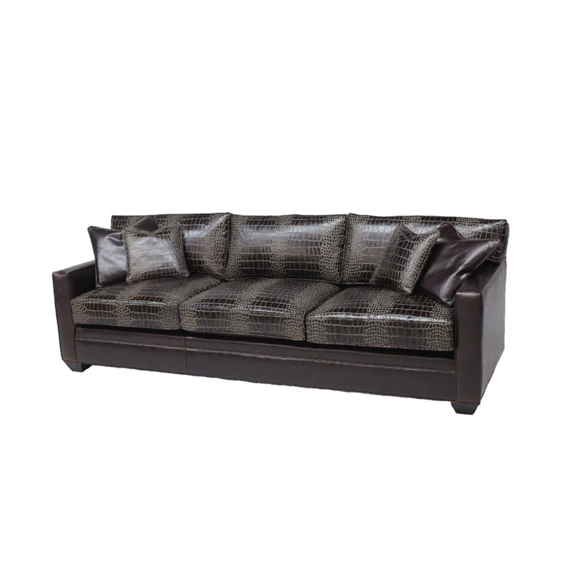 Leather Sofa, Croc Gator Brown, Brushy Bayou