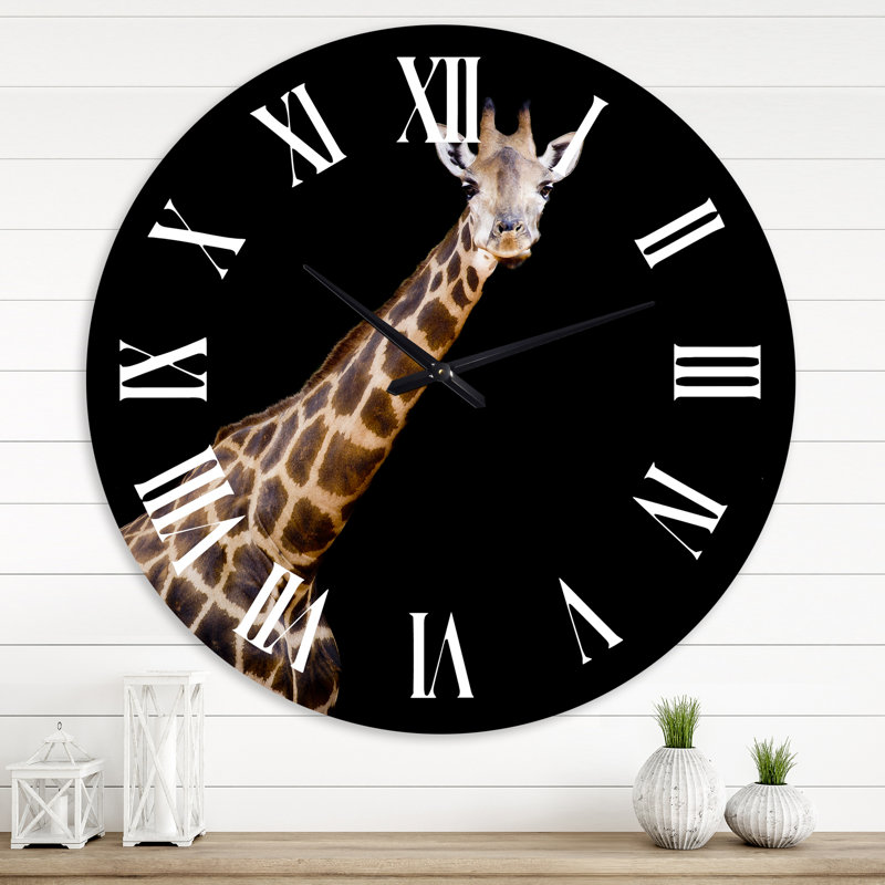 Portrait d'une girafe VII - Horloge murale de ferme, Grand