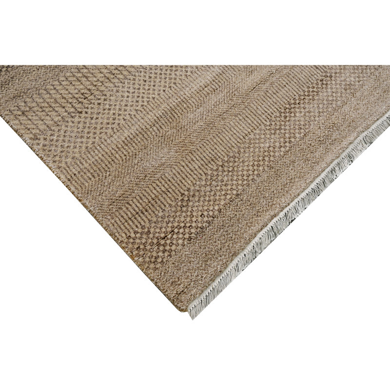 High-Quality Hand-Knotted Natural And Brown Area Rug