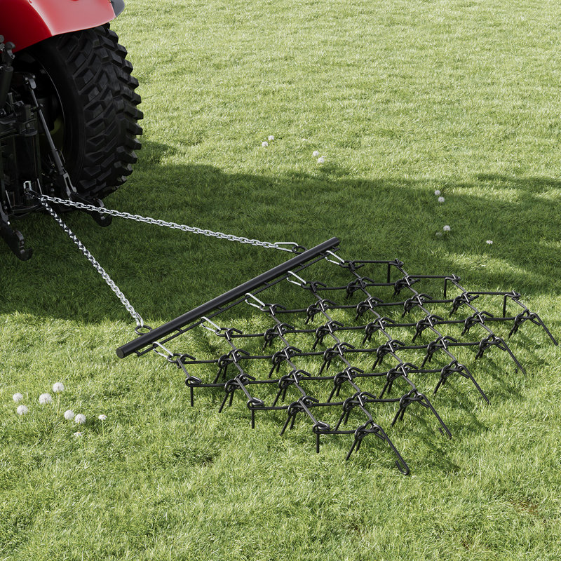 Herse à chaînes robuste pour VTT - 5 x 4,5 pi, dents de 3/8 po, parfaite pour niveler le jardin et les pâturages - Filet en acier robuste - Noir