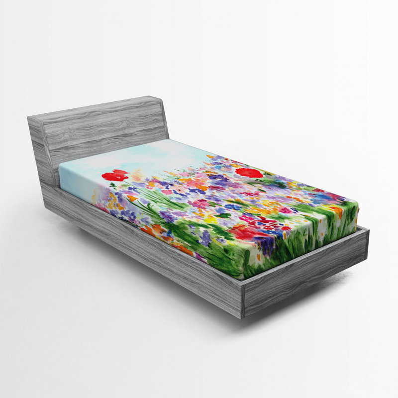 Microfiber Floral Fitted Sheet, Twin Fitted Sheet