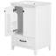 Meuble-lavabo de 24 po avec lavabo en céramique, base et bois massif, armoire à glissière, meuble-lavabo blanc élégant, tableau, robinet de lavabo, rangement spacieux