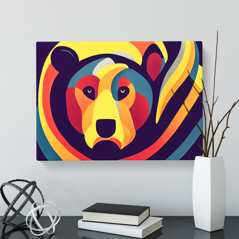 Bear Deco Style Abstract - Wrapped Canvas, 35cm H x 50cm W x 3cm D