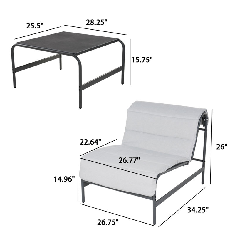 Leberta 2 - Person Patio Conversation Set with Cushions