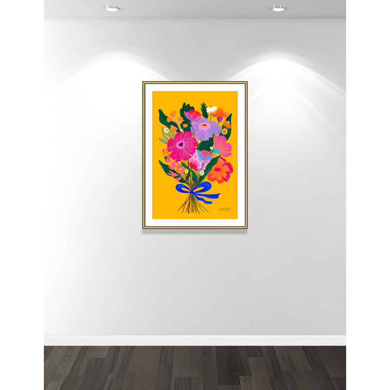 Imprimé éclectique de fleurs par Bloom, L 30,75 po x H 42,75 po, Imprimé mat, Gold Classic