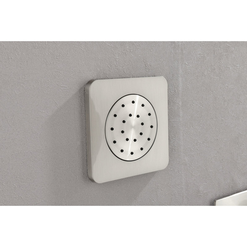 Système de douche mural en nickel brossé avec 3 jets de corps et système de construction portatif inclus