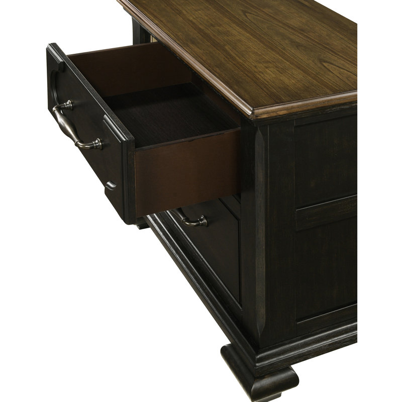 Table de chevet 2 chambres en brun gris - Fabrication en bois et poignées en métal avec finition brun / gris