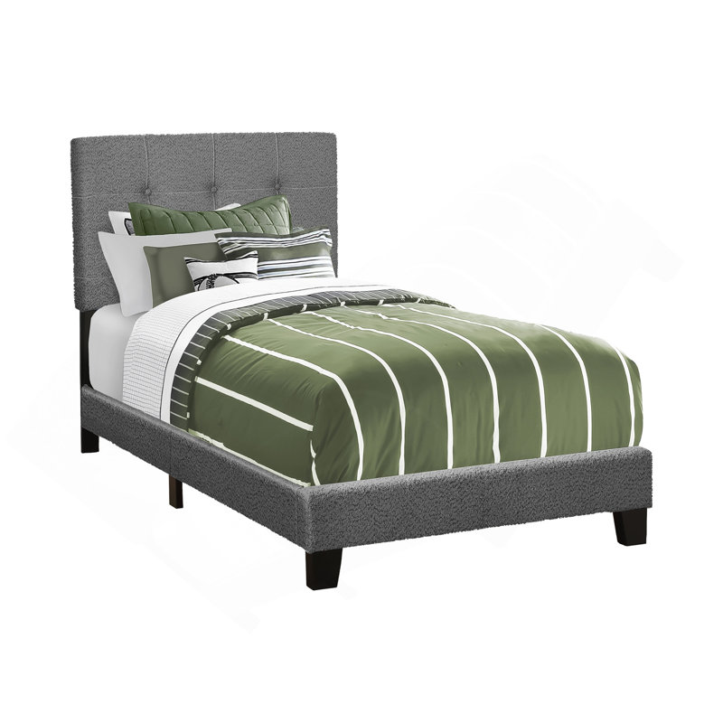 Lit, chambre à coucher, tapissier, cadre seulement, transitionnel, Lit simple, Gris foncé