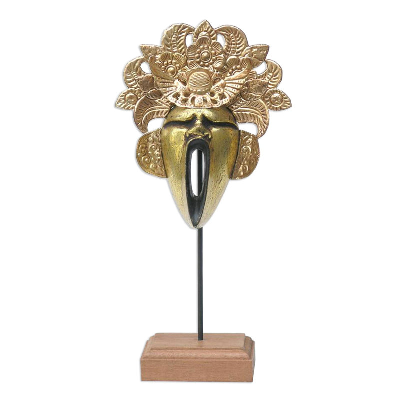 Yawning King Wood and Copper Mask