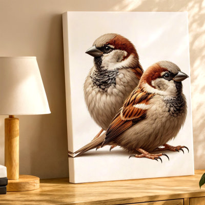 Deux moineaux, reproduction d'art, impression sur toile rustique, décoration sur toile, salon botanique, chambre à coucher, couloir, décoration murale surréelle moderne pour appartement, loft, entrée, maison
