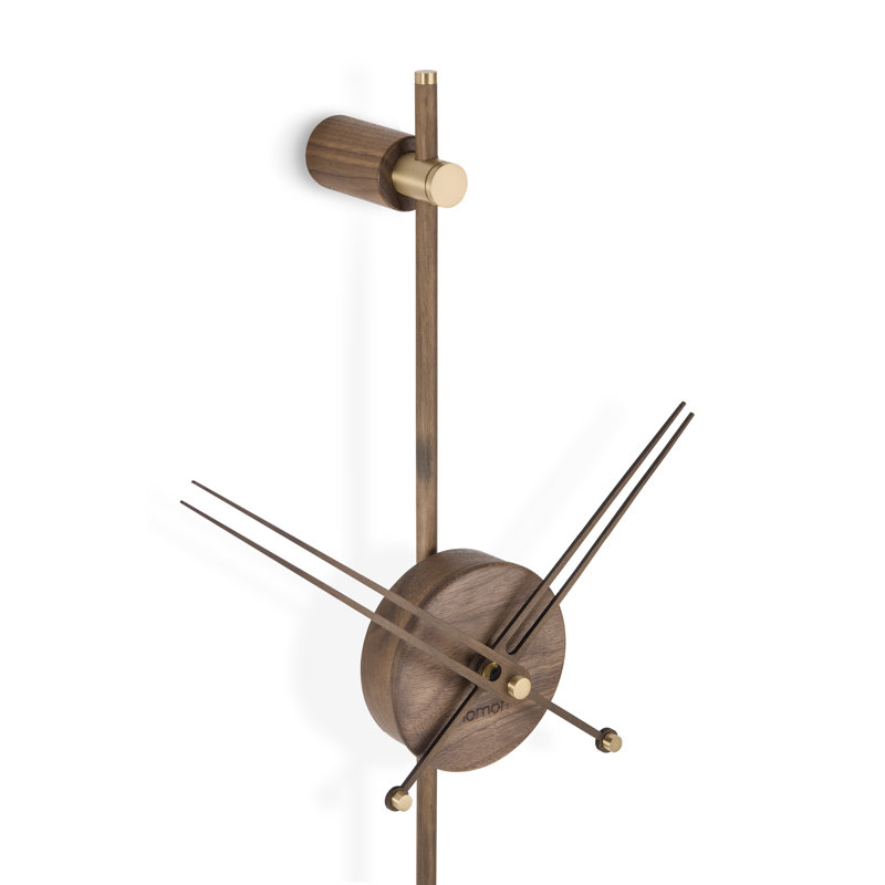 Punto Y Coma Wood Skeleton Wall Clock, Walnut/Polished Brass