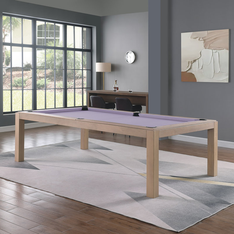 Table de billard en ardoise avec plateau de salle à manger Olivia, Bois de frêne flottant, Remise en plastique l 8 pi