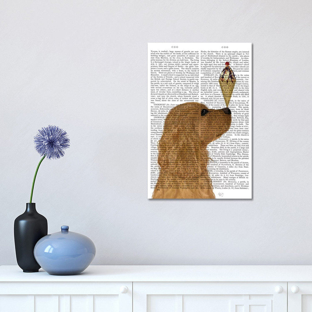 Cocker Spaniel, Golden, Ice Cream, Print BG by Fab Funky - Wrapped Canvas Gallery-Wrapped Canvas Giclée